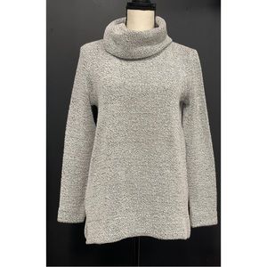 Loft Knit Turtleneck Sweater White & Green Size S